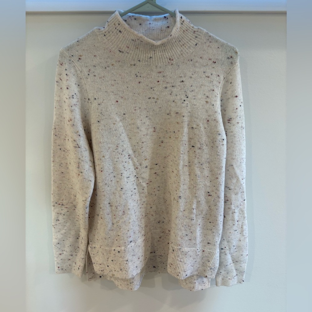 LOFT Cream Speckled Turtleneck Sweater